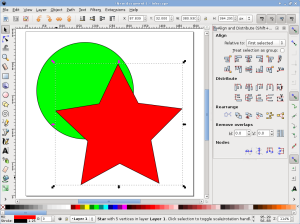 Inkscape object alignment and distribution controls.