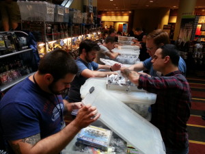 The PAGE crew maniacally churning through the bits bins at NOVA.