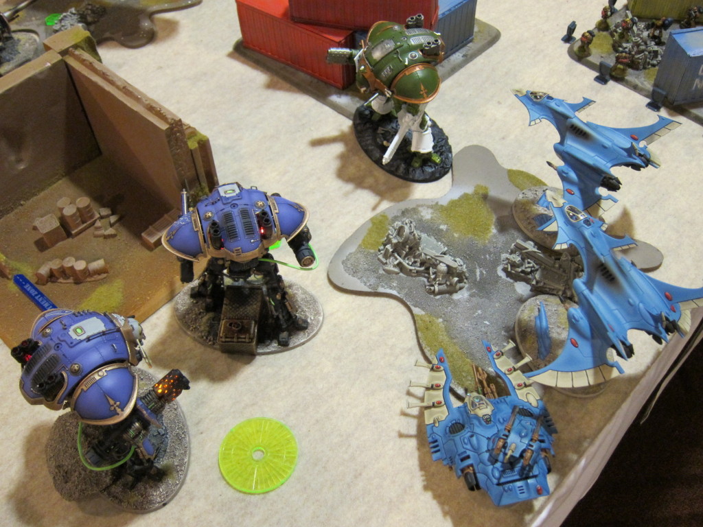 My lonely Knight is taken down yet again, this time by Joe Johnson's gorgeous army of Knights+Eldar buddies.