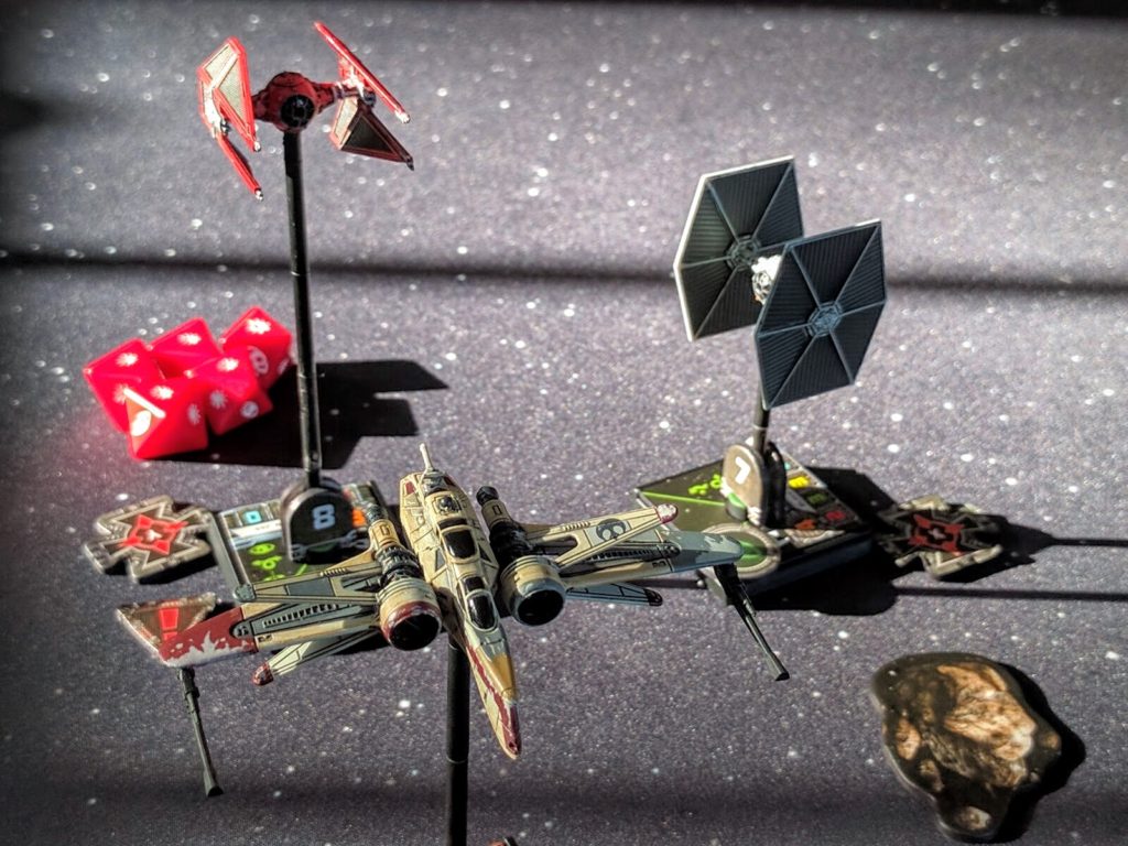 Shara Bey's ARC-170 tailgunner fights to keep off Carnor Jax in his TIE Interceptor.