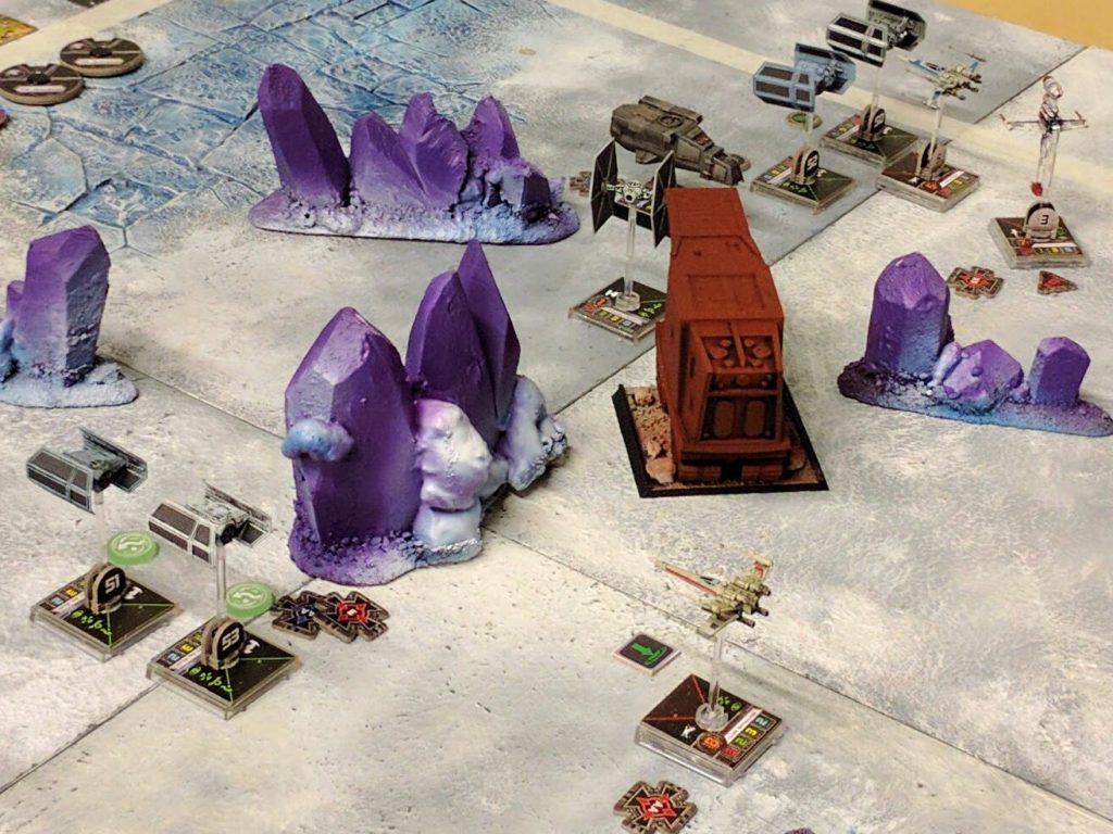 The battle develops among the ice world's crystal spires.